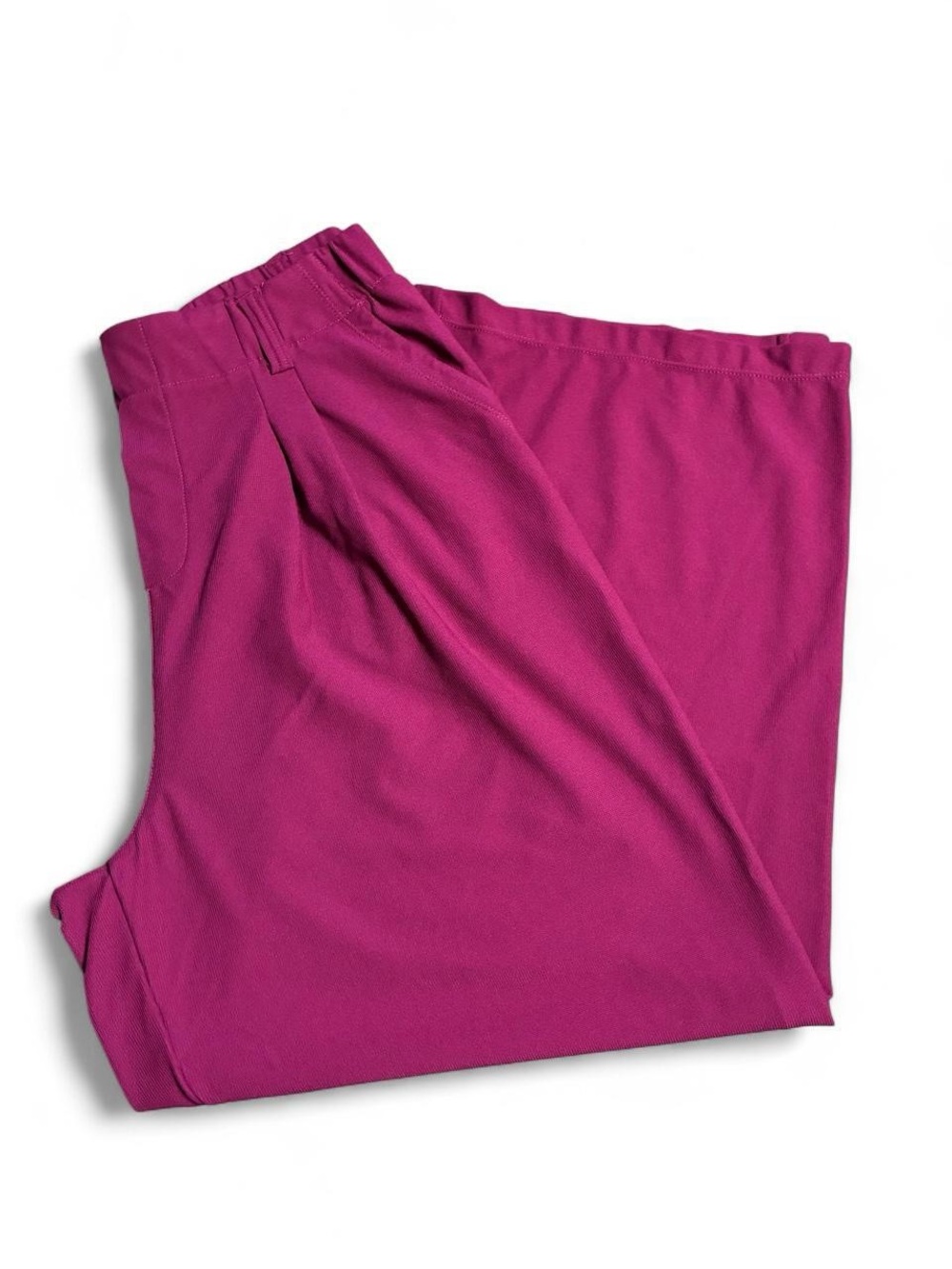 Halara L Petite Magenta Pink Wide Leg Work Pants Pull On Stretch Pockets